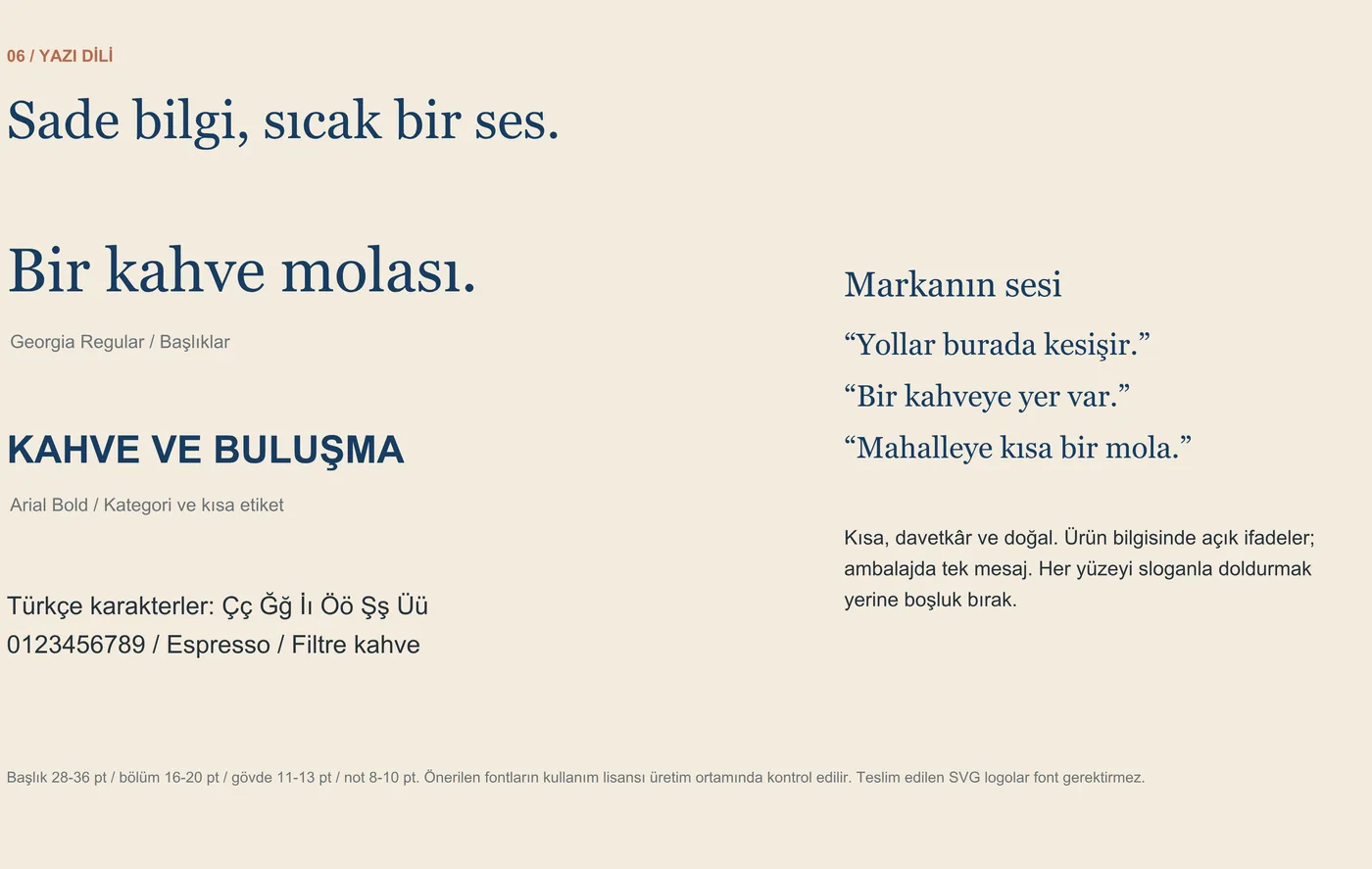 AKS tipografi sayfası — başlıklarda Georgia Regular, kategori ve etiketlerde Arial Bold