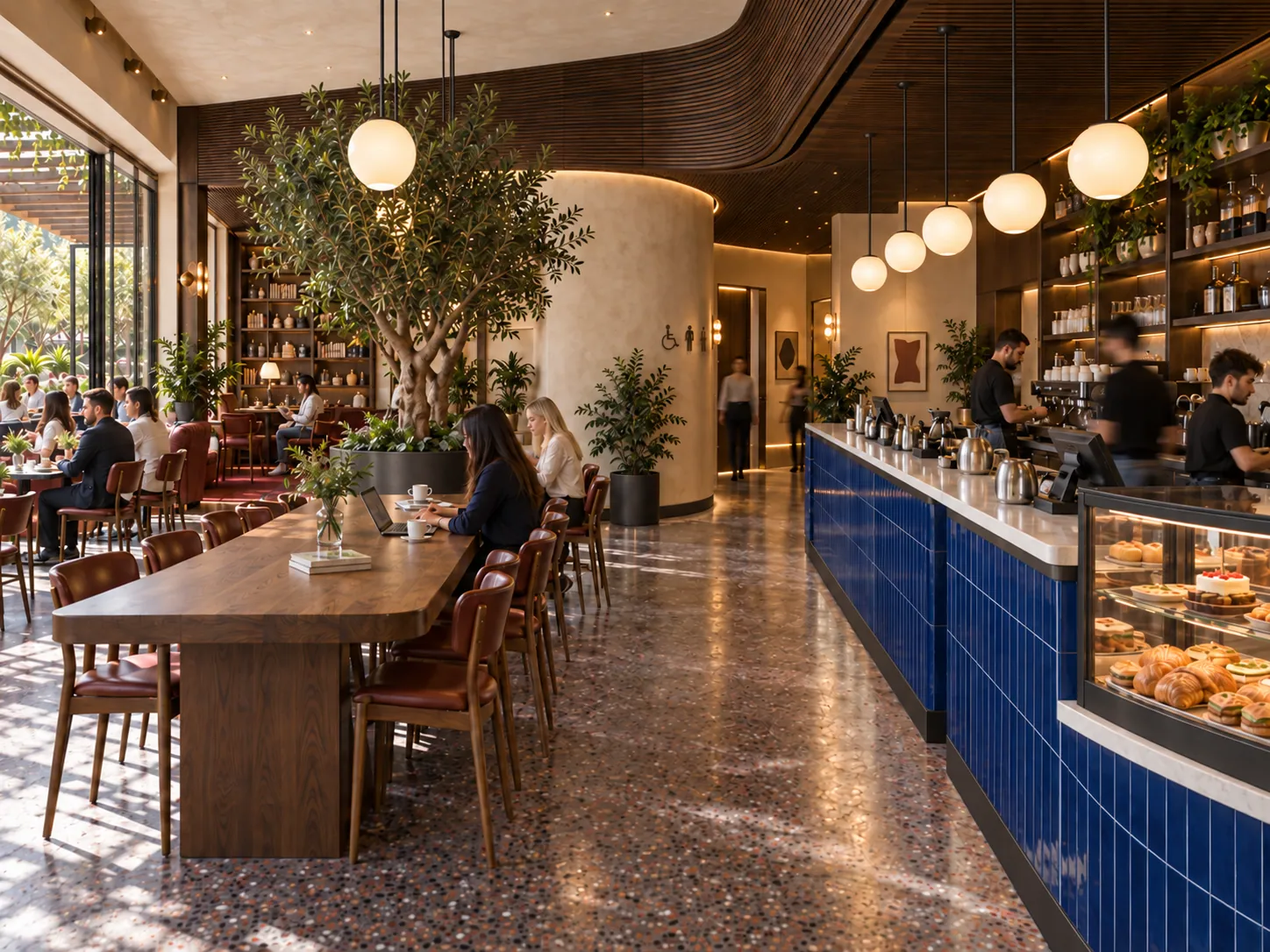 COFFEE HOUSE konsept render — Ortak Masadan Arka Hacimlere