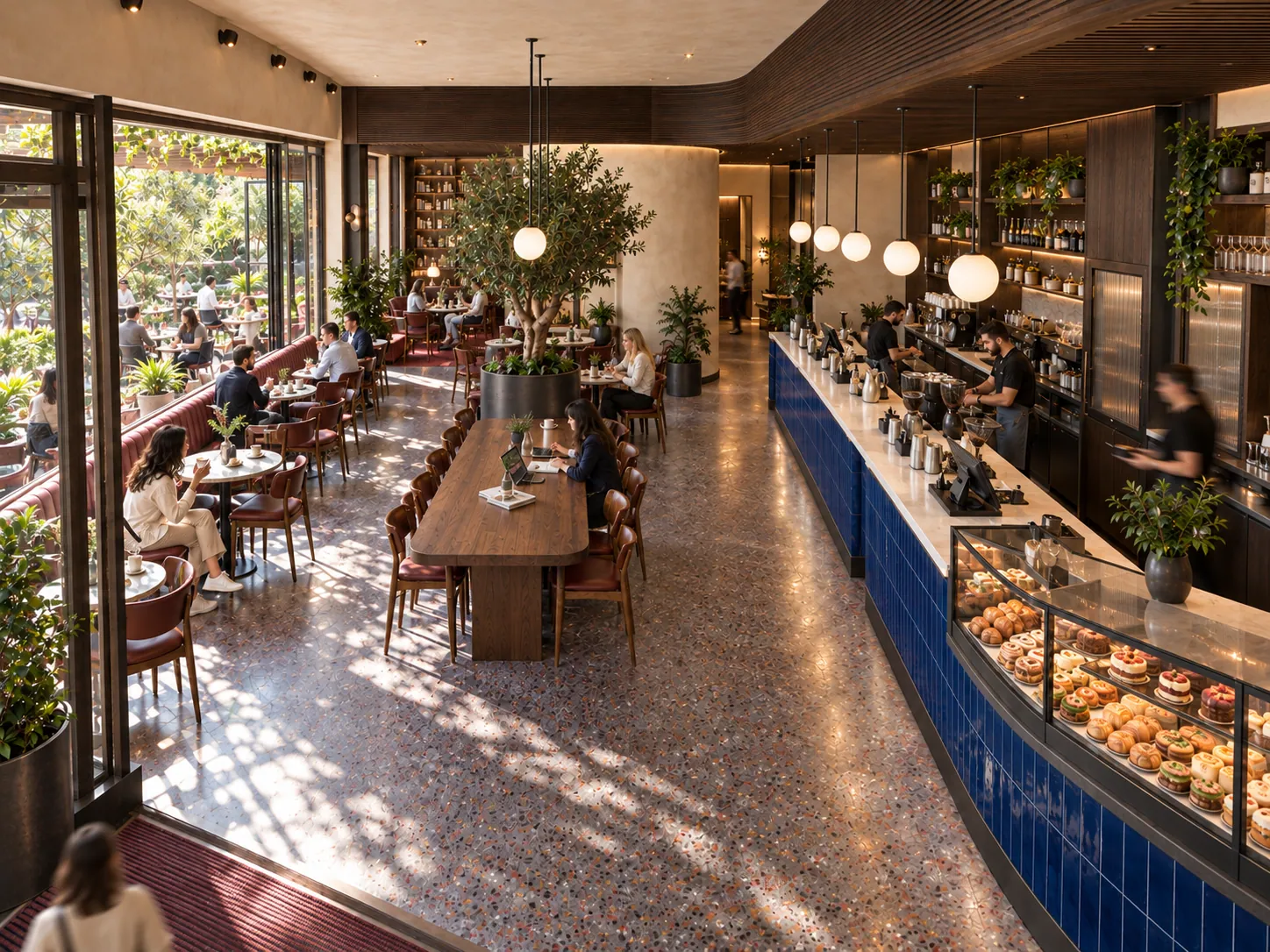 COFFEE HOUSE konsept render — Yukarıdan Kahve Düzeni