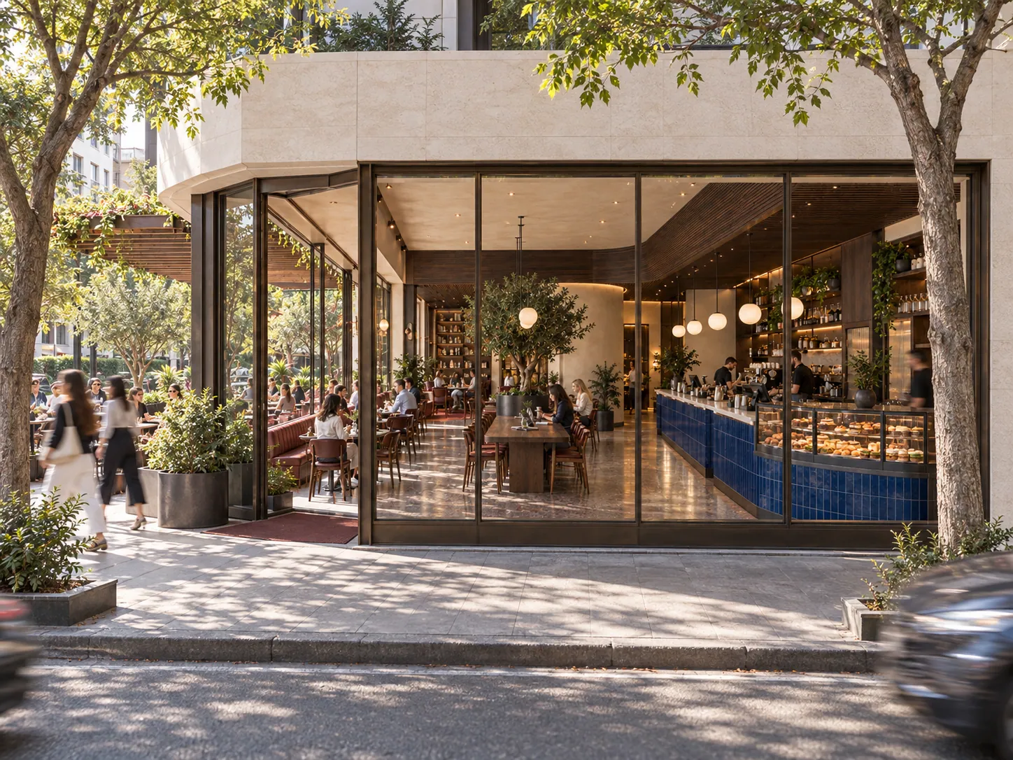 COFFEE HOUSE konsept render — Sokağa Bakan Büyük Pencere