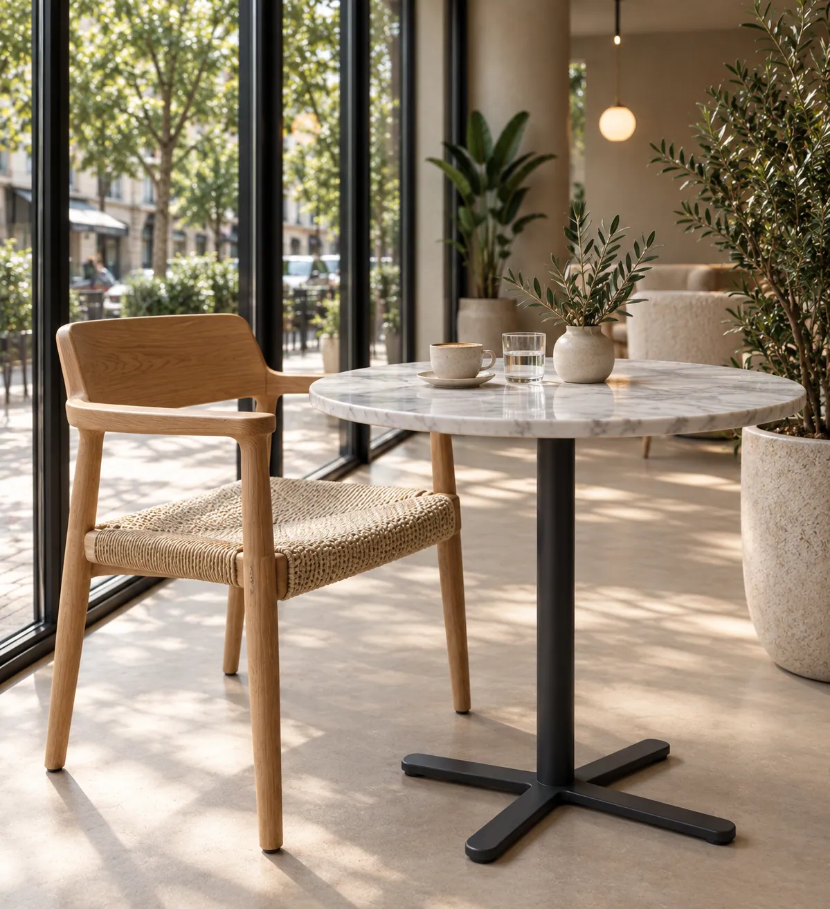 HIRVATİSTAN CAFE konsept render — Bir Masa İçin Seçilen Dokular