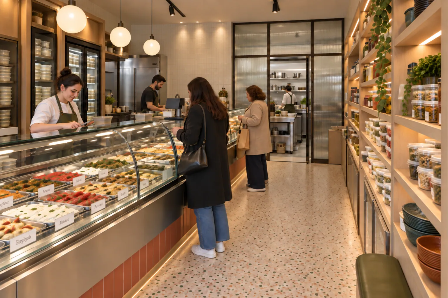 KASE MEZE konsept render — Raflarla Vitrin Arasında