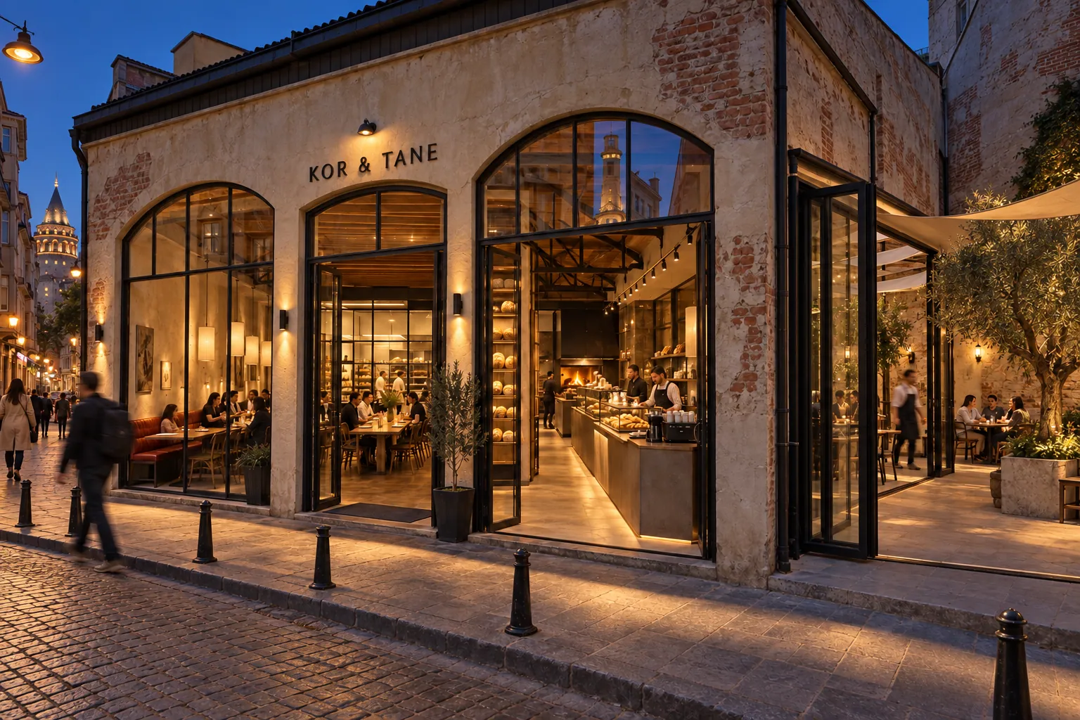 KOR & TANE konsept render — Karaköy’de Akşam