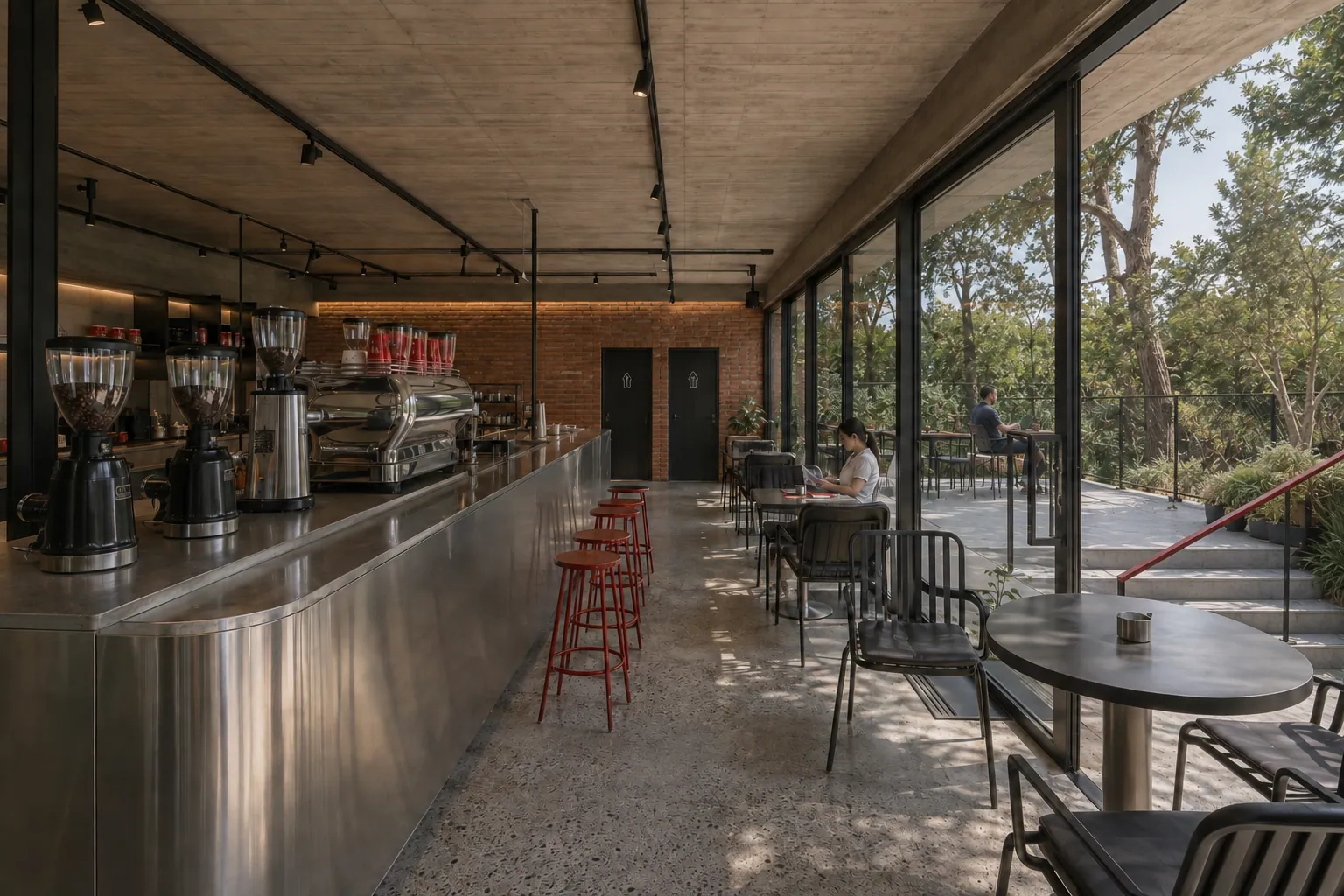 KOT konsept render — Bahçeye Açılan Bar