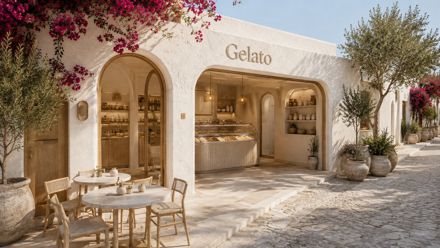 MAREA GELATO konsept render — Alaçatı Sokağında Mola