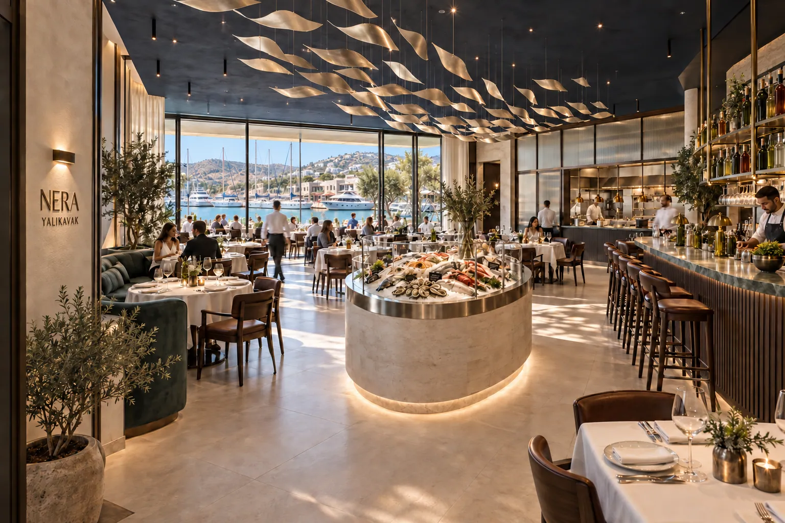 NERA — Yalıkavak Balık Restoranı konsept renderı