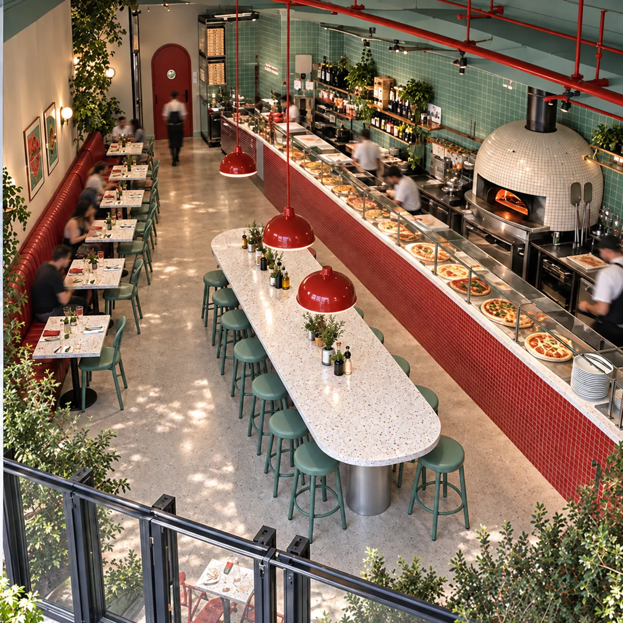 PERA FORNO konsept render — Yukarıdan Pizza Salonu