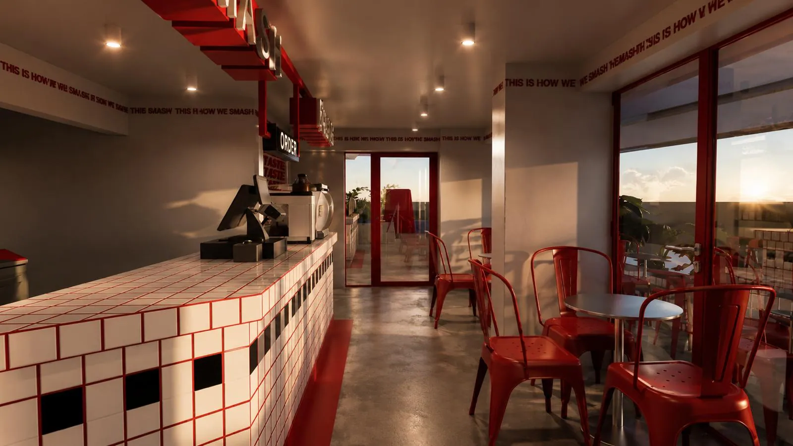 RED BUNNY — Moda Smash Burger konsept renderı