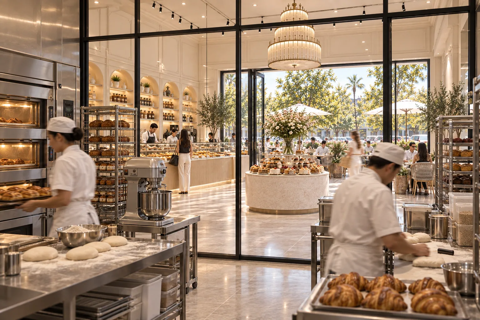 SOLEA BAKERY konsept render — Görünür Fırın Üretimi