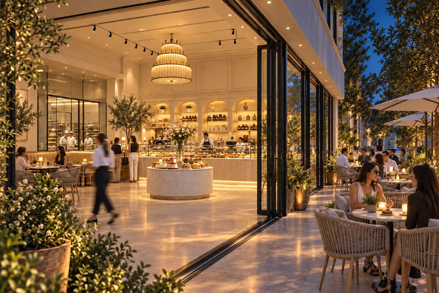 SOLEA BAKERY konsept render — Terasta Akşam Molası