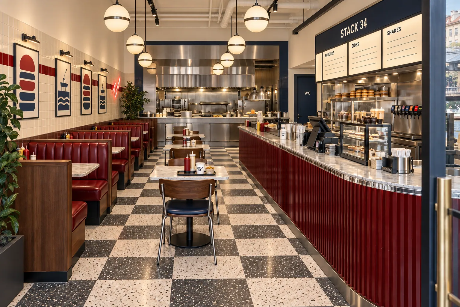 STACK 34 — Karaköy Smash Burger Diner konsept renderı